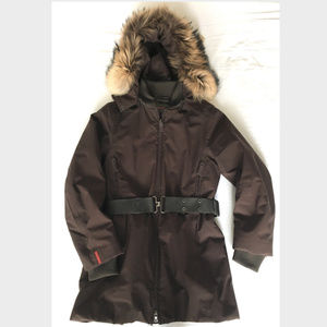 PRADA Coat Jacket Parka w/removable hood fur